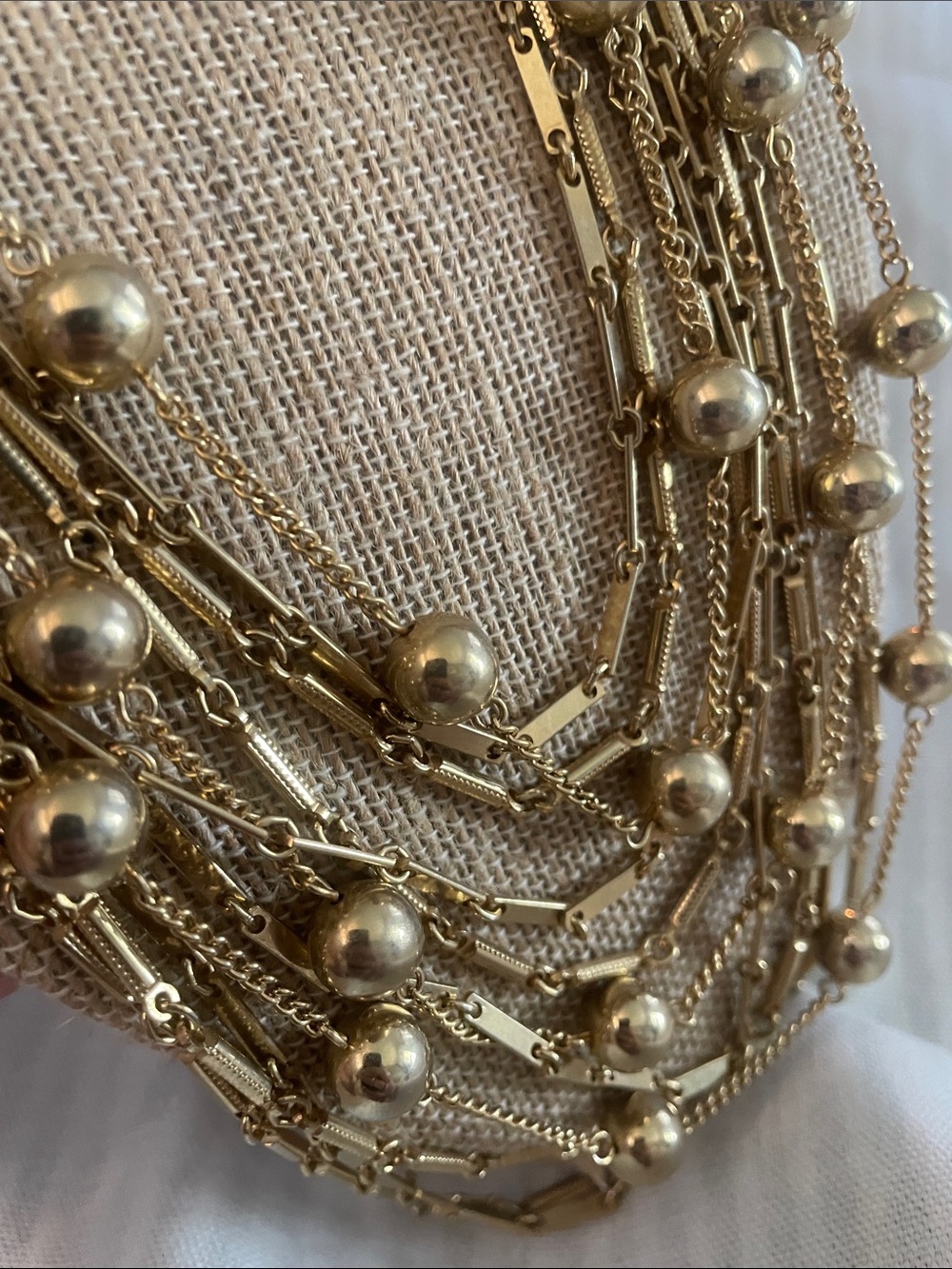 Trifari Gold Multi-Strand Beaded Statement Necklace - Women Jewelry - Picture 3 of 5